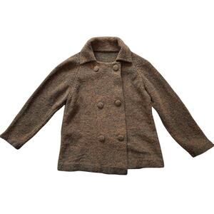 Girls Boulce Knit Brown Double Breasted Sweater  Cardigan Flecks Approx. Size 12